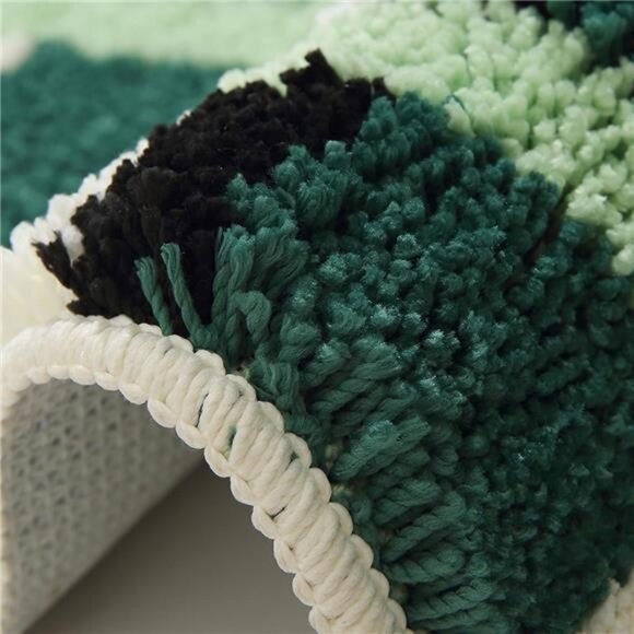 GIB Dark Green Checkered Bathroom Rug Mat 24" x 16", Extra Soft Absorbent - Picture 4 of 7